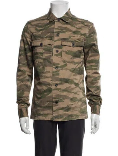 Pre-owned Allsaints Camouflage Print Trucker Jacket In Green