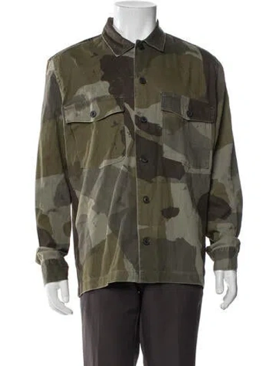 Pre-owned Allsaints Camouflage Print Utility Jacket In Green