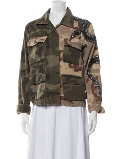 Pre-owned Allsaints Camouflage Print Utility Jacket In Green