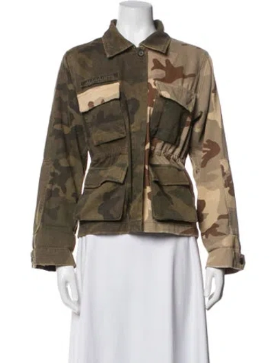 Pre-owned Allsaints Camouflage Print Utility Jacket In Green/neutrals