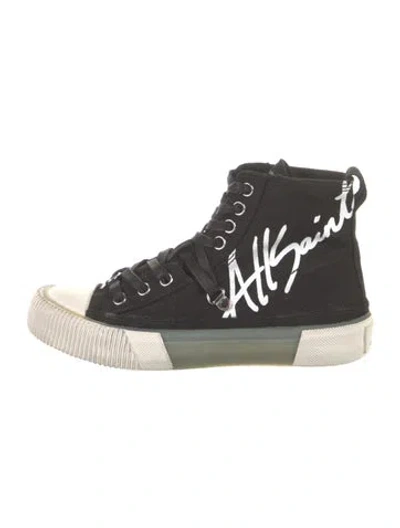 Pre-owned Allsaints Canvas Printed Sneakers In Black
