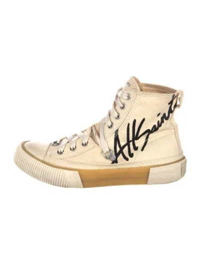 Pre-owned Allsaints Canvas Printed Sneakers In Neutral