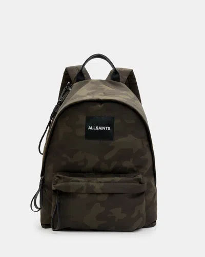 Allsaints Carabiner Embossed Logo Backpack In Dark Camo Green