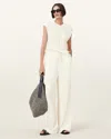 Allsaints Womens Caramin Crinkled-texture Woven Trousers Gardenia Cream In Gardenia Cream