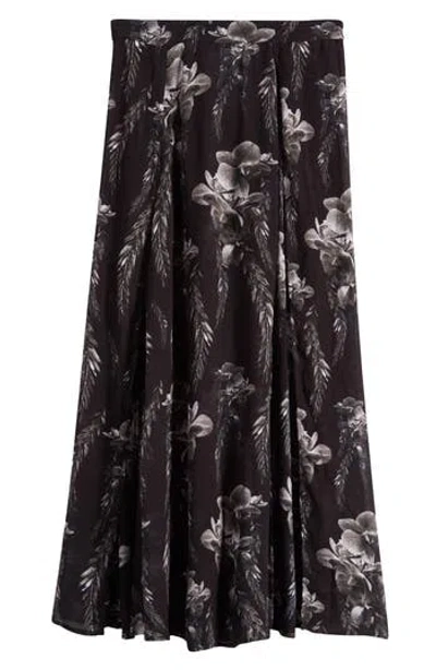 Allsaints Cari Mia Floral Print Skirt In Black