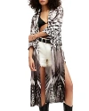 Allsaints Carine Sienna Longline Printed Kimono In Gray/white