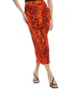 Allsaints Carla Tahoe Silk-blend Midi Skirt In Orange