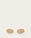Allsaints Carolyn Square Cat Eye Sunglasses In Gloss Creme