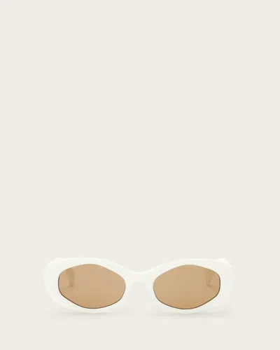 Allsaints Carolyn Square Cat Eye Sunglasses In Gloss Creme