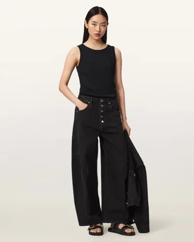 Allsaints Carter Barrel Leg Denim Jeans In Brown