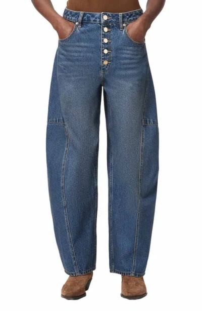 Allsaints Carter Button Fly High Waist Barrel Jeans In Multi