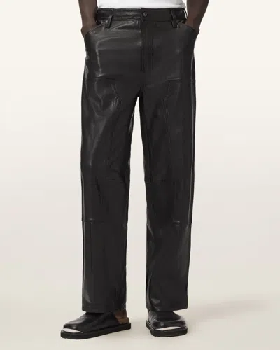 Allsaints Carver Leather Pants In Black