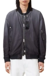 Allsaints Mens Washed Black Cascade Relaxed-fit Woven Bomber Jacket Xl In Washed Black