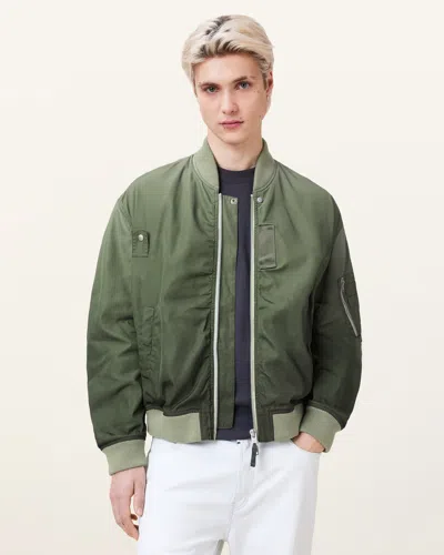 Allsaints Cascade Relaxed Fit Bomber Jacket In Island Green