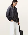 Allsaints Mens Washed Black Cascade Relaxed-fit Woven Bomber Jacket Xl In Washed Black