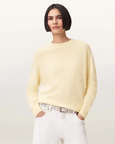 Allsaints Cashmere Rebel Cashmere Crew Neck Jumper In White