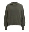 Allsaints Irina Relaxed Fit Cashmere Hoodie In Green