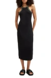 Allsaints Cassidy Embellished Trim Midi Dress