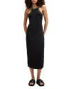Allsaints Cassidy Embellished Trim Midi Dress In Black