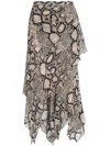 Allsaints Womens Cassie Snake-print Woven Midi Skirt Flow Ecru Whit In Neutrals