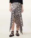 Allsaints Womens Cassie Snake-print Woven Midi Skirt Flow Ecru Whit In Flow Ecru White