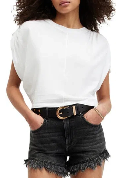 Allsaints Cassie Tie Sleeve Cotton T-shirt In Optic White