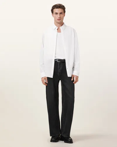 Allsaints Cassis Long Sleeve Cotton Shirt In White