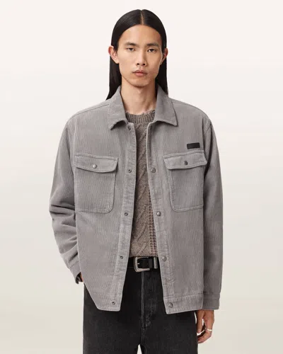 Allsaints Castleford Corduroy Overshirt In Gray
