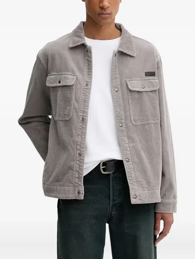 Allsaints Mens March Grey Castleford Relaxed-fit Corduroy Organic-cotton Overshirt In Gray