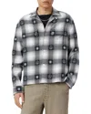 Allsaints Mens Peacoat Blue Castor Cuban-collar Checked Cotton Shirt Xs In Gray