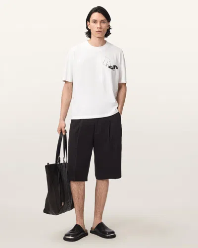 Allsaints Castro Wide Leg Cotton Shorts In Black