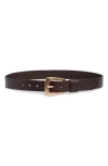 Allsaints Casual Leather Belt In Burgundy