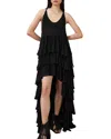 Allsaints Cavarly Tiered Ruffle Maxi Dress In Black