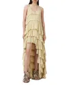Allsaints Cavarly Tiered Ruffle Maxi Dress In Jade Green