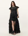 Allsaints Cavarly Embroidered Maxi Skirt In Black