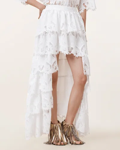 Allsaints Cavarly Embroidered Maxi Skirt In Snow White