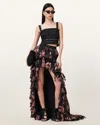 Allsaints Cavarly Layered Ruffle High-low Maxi Skirt In Adena Black