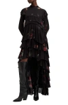 Allsaints Cavalry Long Sleeved Maxi Dress In Mortem Black