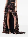 Allsaints Cavarly Layered Ruffle High-low Maxi Skirt In Black
