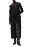 Allsaints Cavarly Lace Ruffle Long Sleeve Maxi Dress In Black