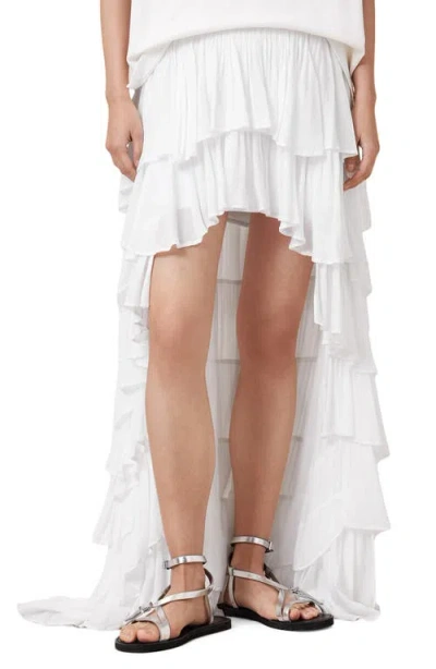Allsaints Cavarly Layered Ruffle High-low Maxi Skirt