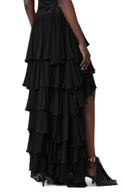 Allsaints Cavarly Layered Ruffle High-low Maxi Skirt