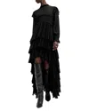 Allsaints Cavarly Ruffle Long Sleeve Maxi Dress In Black