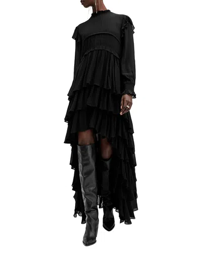 Allsaints Cavarly Long Sleeve Maxi Dress In Black