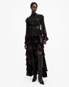 Allsaints Cavarly Long Sleeve Ruffle Maxi Dress In Mortem Black