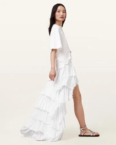 Allsaints Cavarly Maxi Skirt In Snow White