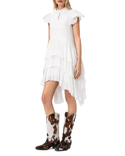 Allsaints Womens Chalk White Cavarly Ruffled Woven Mini Dress