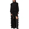Allsaints Cavarly Ruffle Long Sleeve Maxi Dress In Black