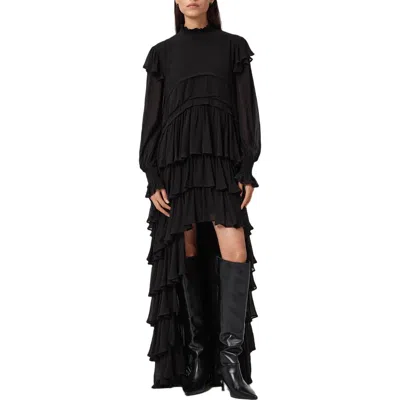 ALLSAINTS ALLSAINTS CAVARLY RUFFLE LONG SLEEVE MAXI DRESS