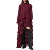 Allsaints Cavarly Ruffle Long Sleeve Maxi Dress In Brown